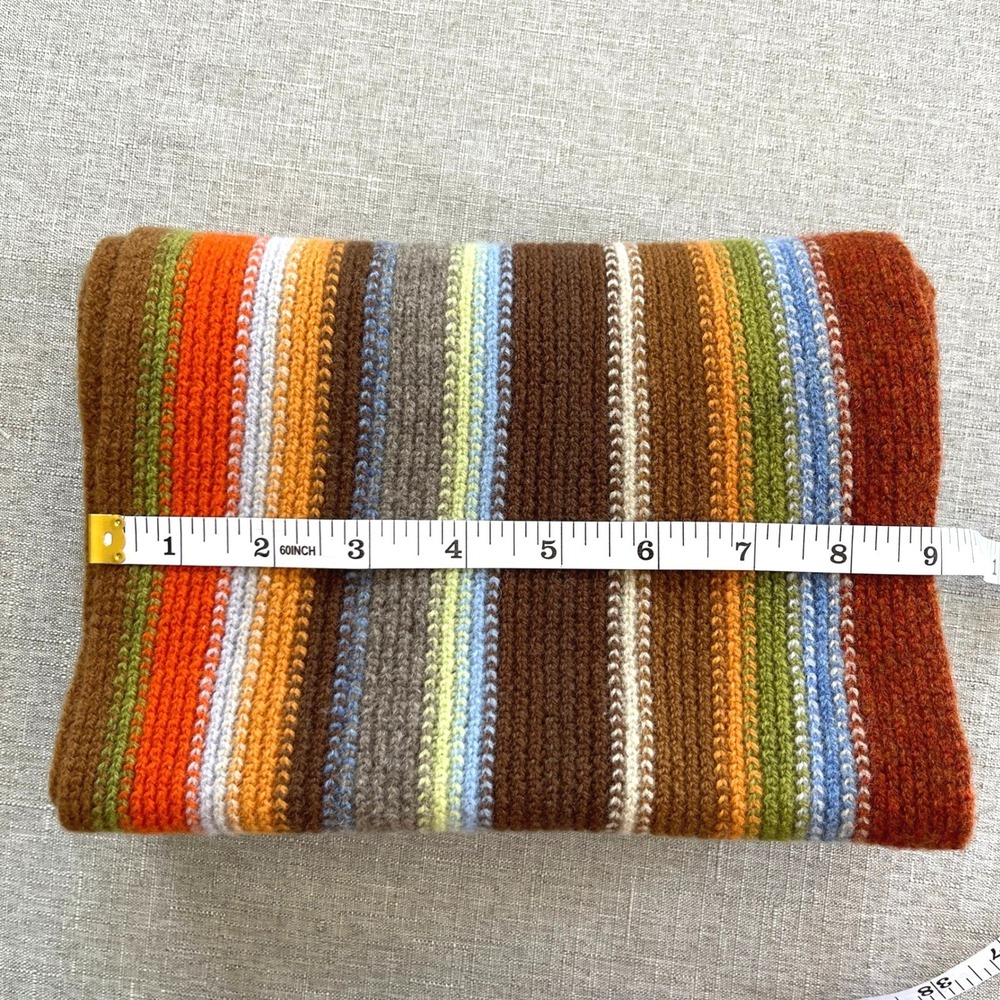 William Brunton Hand Knits Striped Fringe Lambswool Scarf Scotland Multicolored - Picture 9 of 15